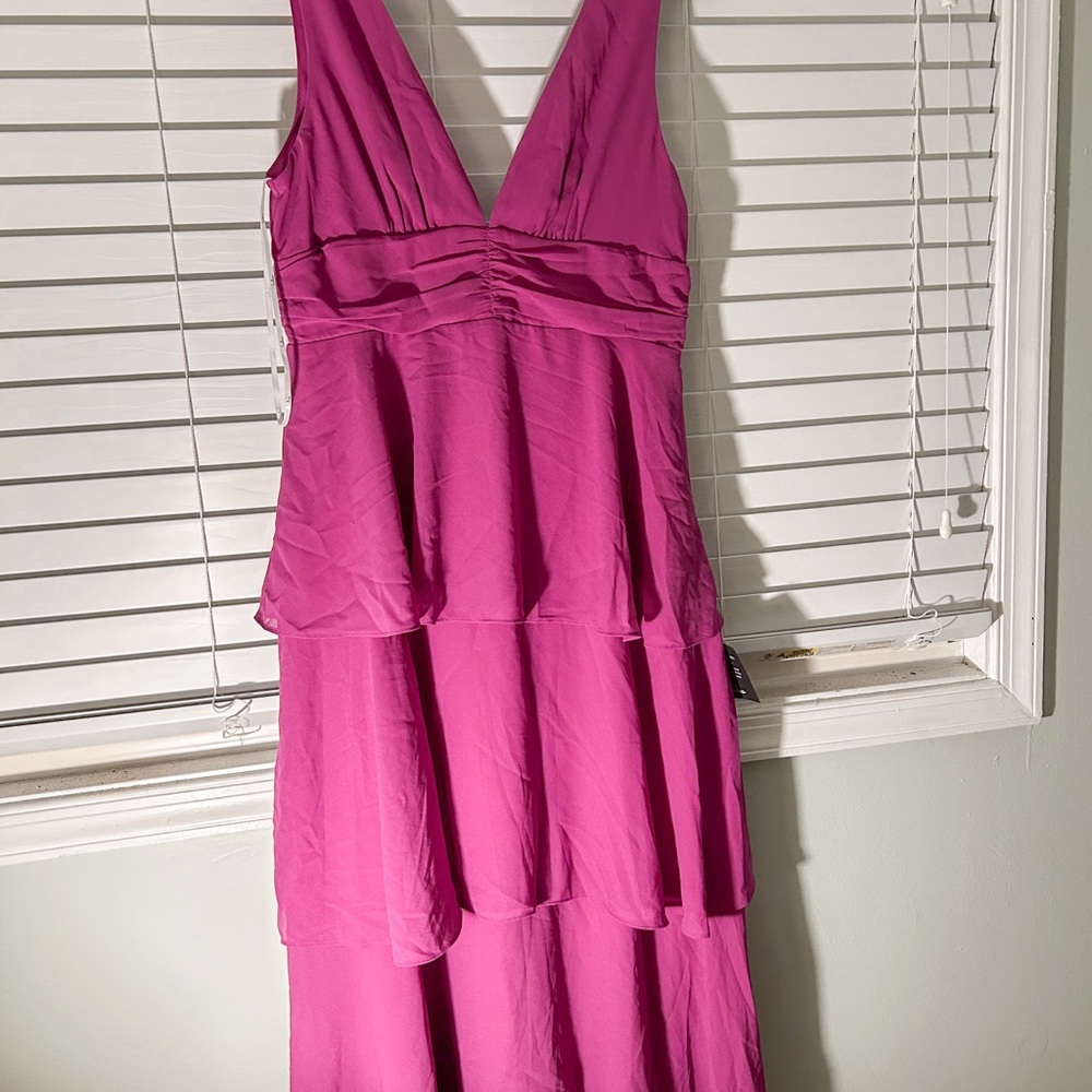 Lulus Fuchsia Layered Midi Dress